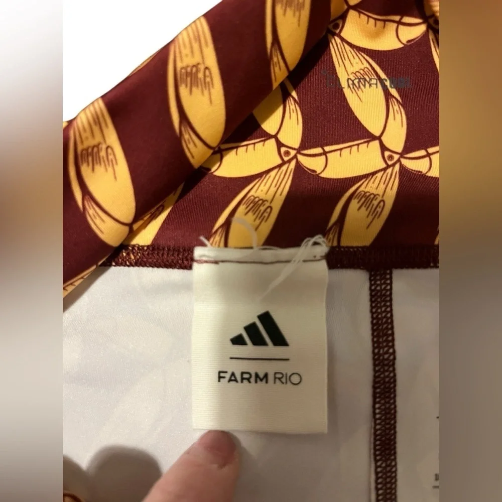 Adidas FARM RIO Leggings Women Red Yellow High Rise Moisture-Wicking Sz L